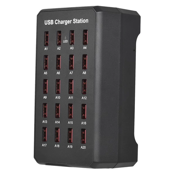 Usb-c töltőblokk több porttal, 20 portos 100w intelligens usb töltő, gyorstöltő, usb-c töltőállomás több eszközhöz, biztonsági védelemmel