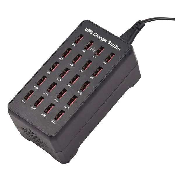 Usb-c töltőblokk több porttal, 20 portos 100w intelligens usb töltő, gyorstöltő, usb-c töltőállomás több eszközhöz, biztonsági védelemmel
