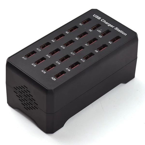 Usb-c töltőblokk több porttal, 20 portos 100w intelligens usb töltő, gyorstöltő, usb-c töltőállomás több eszközhöz, biztonsági védelemmel