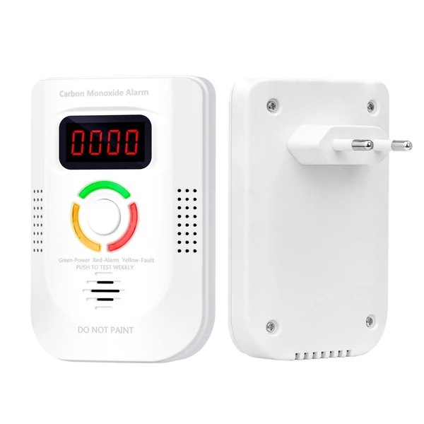 Szén-monoxid érzékelő elektrokémiai szenzorral, digitális kijelzővel, hang- és fényriasztással, LED jelzőfénnyel
