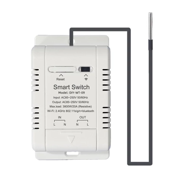 Ewelink wifi hőmérséklet- és páratartalom-kapcsoló, app vezérlés, adatstatisztika, IFTTT, Alexa, Google assistant - 1 m vízálló hőmérséklet-érzékelő