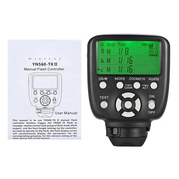 Yongnuo YN560-TX II manuális vaku kioldó távvezérlő LCD adó Canon DSLR-hez YN560III/IV/YN660/YN968N/YN860Li és RF-602/603/603 II/605 vevőhöz