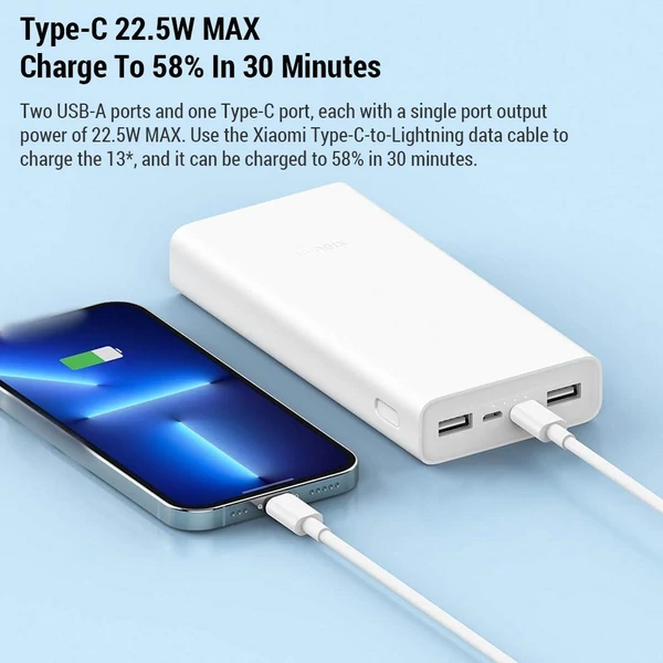Xiaomi 20000mAh Hordozható Power Bank: Gyors töltés, 3 kimenet, nagy kapacitás, széles kompatibilitás