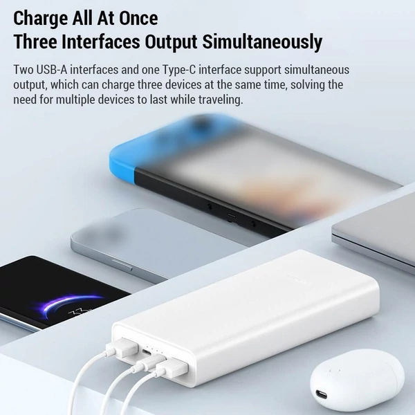 Xiaomi 20000mAh Hordozható Power Bank: Gyors töltés, 3 kimenet, nagy kapacitás, széles kompatibilitás