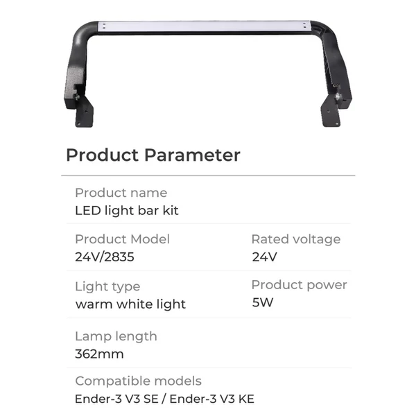 Creality LED világítás készlet, energiatakarékos, könnyű telepítés, Ender-3V3 SE/KE 3D nyomtatóhoz, 24V/5W