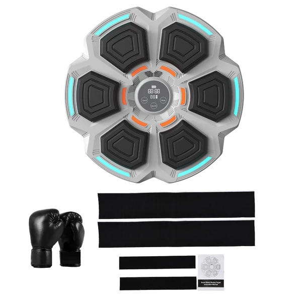 MBT-06 Zenei Boxgép: Interaktív fitnesz zenével és fényekkel, 9 sebesség, okos számláló, falra szerelhető - Szürke