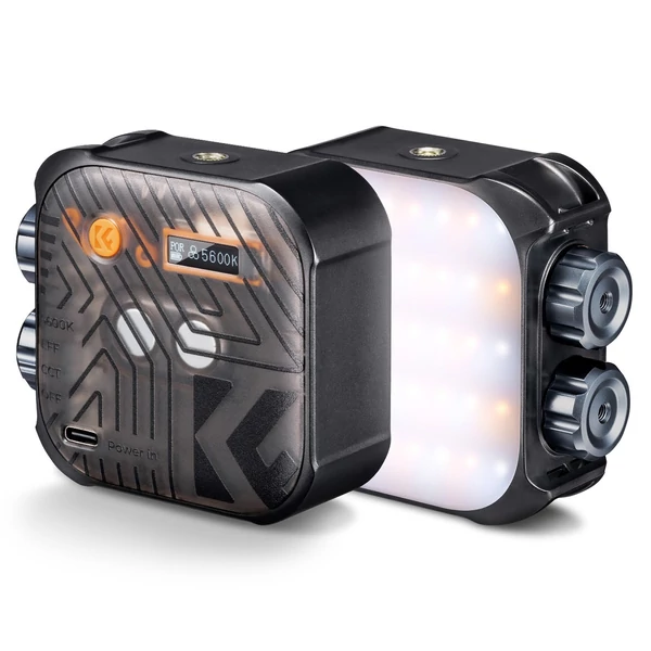 K&F Concept zseblámpa LED videó fény, mágneses, állítható 2500K-9900K, 15 effekt, vlog, szelfi, fotó - Fekete
