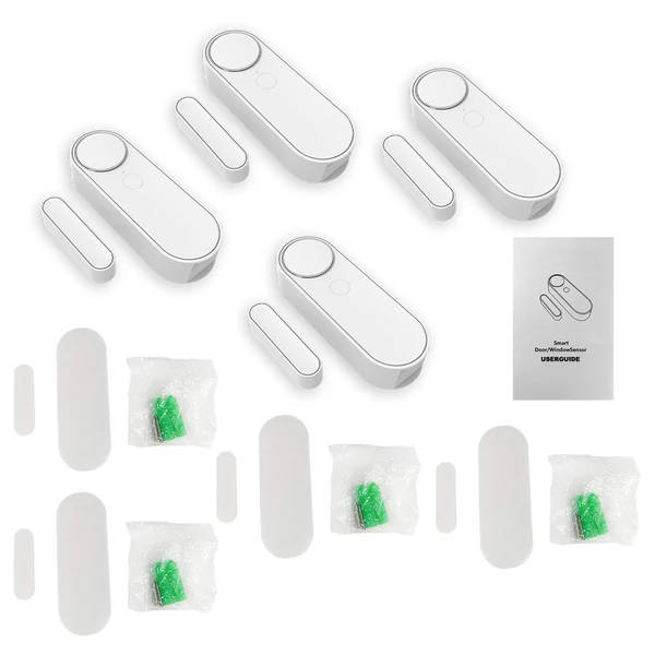 4 db mini ajtó-ablak riasztó, vezeték nélküli mágneses szenzor, WiFi, TY app, könnyű telepítés, otthon/garázs/lakás