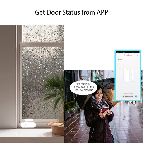 4 db mini ajtó-ablak riasztó, vezeték nélküli mágneses szenzor, WiFi, TY app, könnyű telepítés, otthon/garázs/lakás