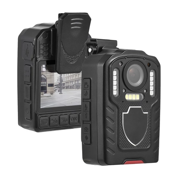 E201 1080P Testkamera hang- és videórögzítéssel, LCD kijelző, éjjellátó, 64GB, rendőrség, futár, utazás
