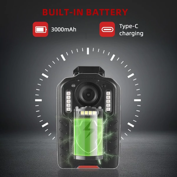 E201 1080P Testkamera hang- és videórögzítéssel, LCD kijelző, éjjellátó, 64GB, rendőrség, futár, utazás