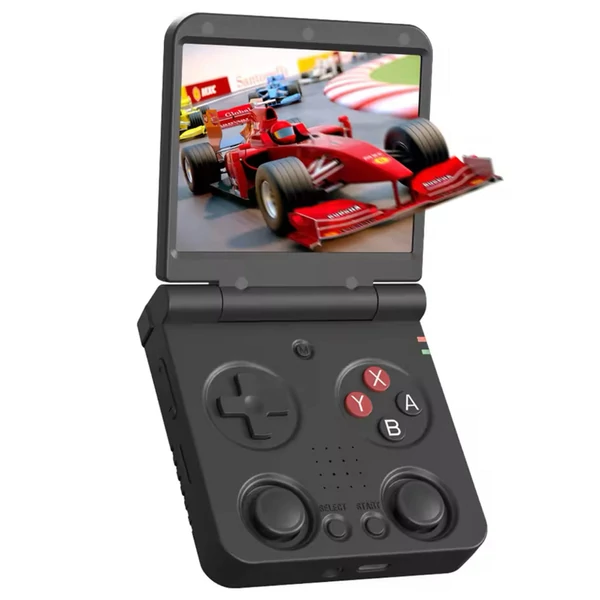 Miyoo Flip V2 kézi játékkonzol, 128GB, 3.5" IPS, WiFi, 3000mAh, 20+ emulátor – Fekete, memória nélkül