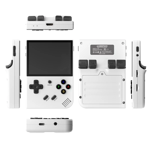 ANBERNIC RG35XX Plus játékkonzol, 5000+ játék, 3300mAh, 8 óra játék, 5G WiFi, Bluetooth - Fehér, 32GB+128GB