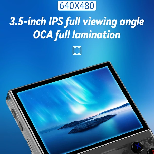 ANBERNIC RG35XX Plus játékkonzol, 5000+ játék, 3300mAh, 8 óra játék, 5G WiFi, Bluetooth - Fekete, 32GB+128GB