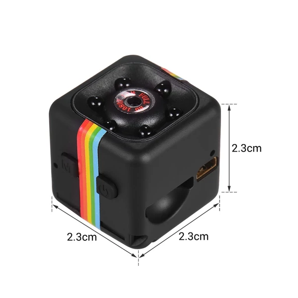 Mini kocka kamera 1080P videó 120° széles látószögű 32GB bővíthető memória beépített akkumulátor