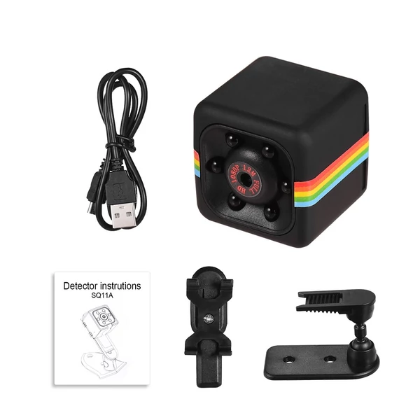 Mini kocka kamera 1080P videó 120° széles látószögű 32GB bővíthető memória beépített akkumulátor