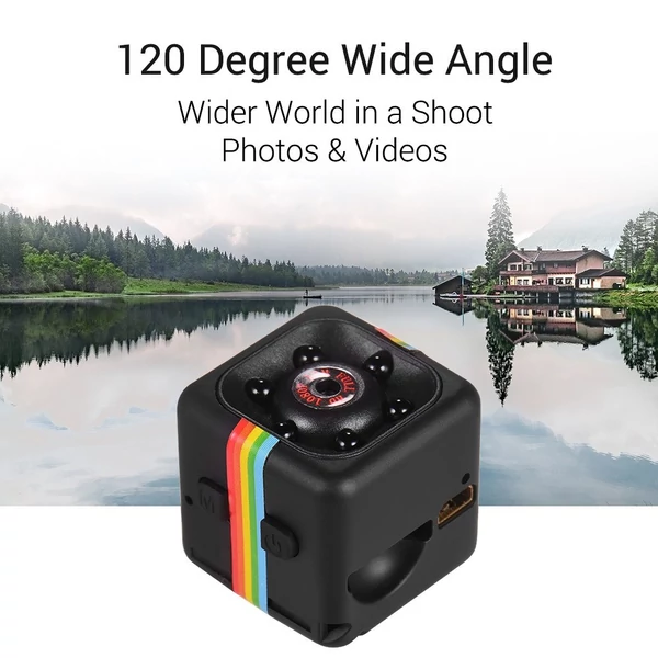 Mini kocka kamera 1080P videó 120° széles látószögű 32GB bővíthető memória beépített akkumulátor