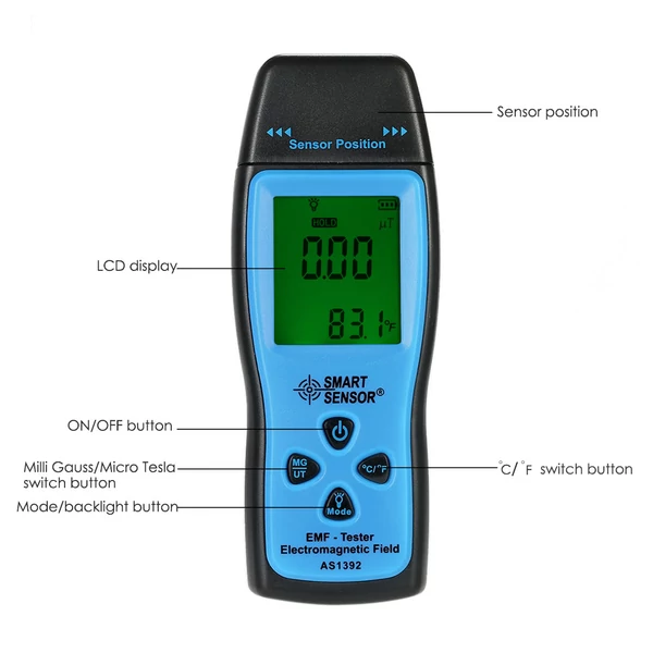 SMART SENSOR kézi mini digitális LCD EMF teszter elektromágneses mező sugárzásmérő mérő doziméter teszter számláló