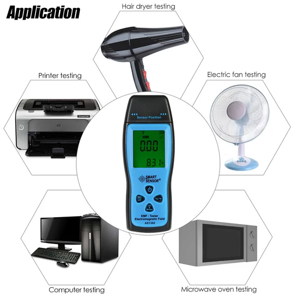 SMART SENSOR kézi mini digitális LCD EMF teszter elektromágneses mező sugárzásmérő mérő doziméter teszter számláló