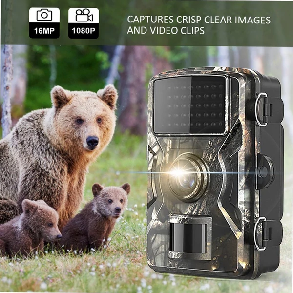 16MP 1080P Vadvédelmi és Vadászkamera Mozgásérzékelős IP66 Vízálló Infravörös Éjjellátó Vadász felderítő Kamera