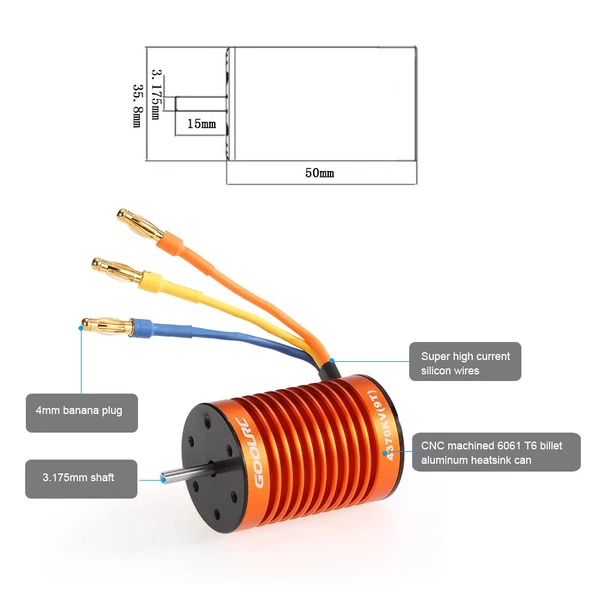 GoolRC Upgrade vízálló F540 4370KV kefe nélküli motor 45A ESC-vel kombinált szett 1/10 RC autóhoz és teherautóhoz