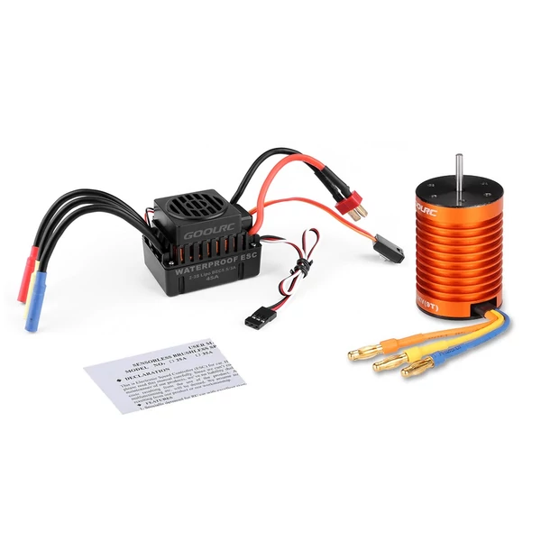 GoolRC Upgrade vízálló F540 4370KV kefe nélküli motor 45A ESC-vel kombinált szett 1/10 RC autóhoz és teherautóhoz