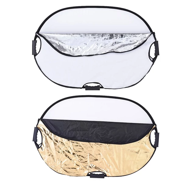 Andoer 90*60cm Hordozható, Kézi, Ovális, Összecsukható, 5 az 1-ben Multi Reflektor Arany/Ezüst/Fehér/Fekete/Áttetsző Színekkel Fotóstúdió Fotózáshoz