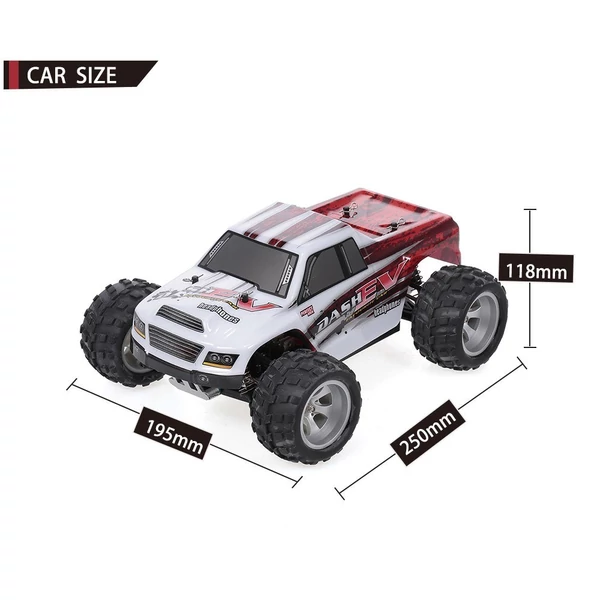 WLtoys A979-B 2.4G 1/18 arányos elektromos RC autó 4WD nagysebességű 70KM/H RTR