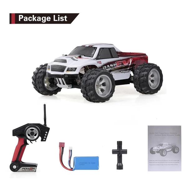 WLtoys A979-B 2.4G 1/18 arányos elektromos RC autó 4WD nagysebességű 70KM/H RTR