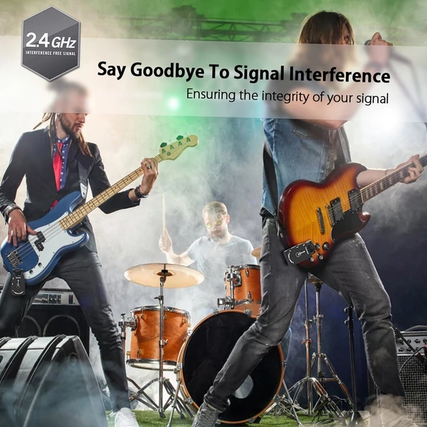 Vezeték nélküli gitárrendszer adó-vevő 2.4G újratölthető 6 csatornás audio elektromos gitárhoz és basszusgitárhoz