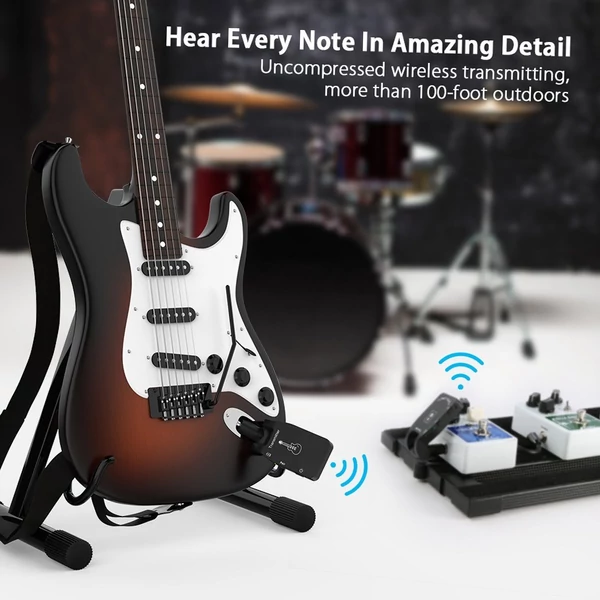Vezeték nélküli gitárrendszer adó-vevő 2.4G újratölthető 6 csatornás audio elektromos gitárhoz és basszusgitárhoz