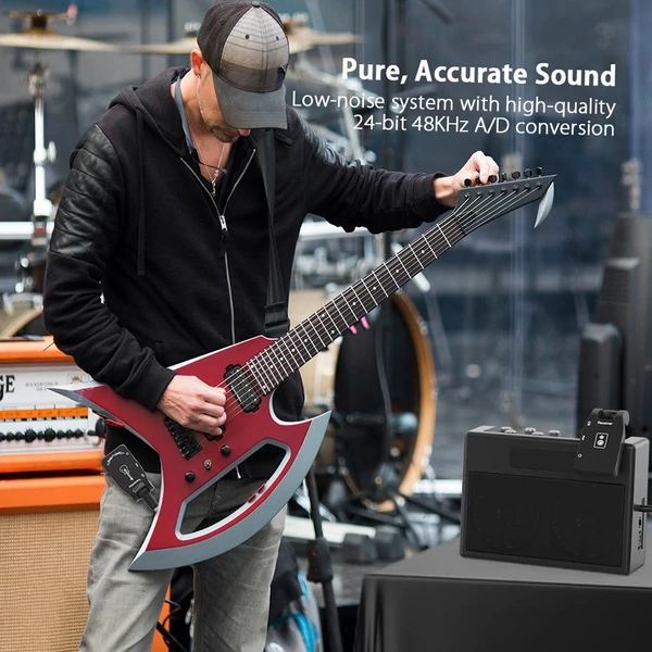 Vezeték nélküli gitárrendszer adó-vevő 2.4G újratölthető 6 csatornás audio elektromos gitárhoz és basszusgitárhoz