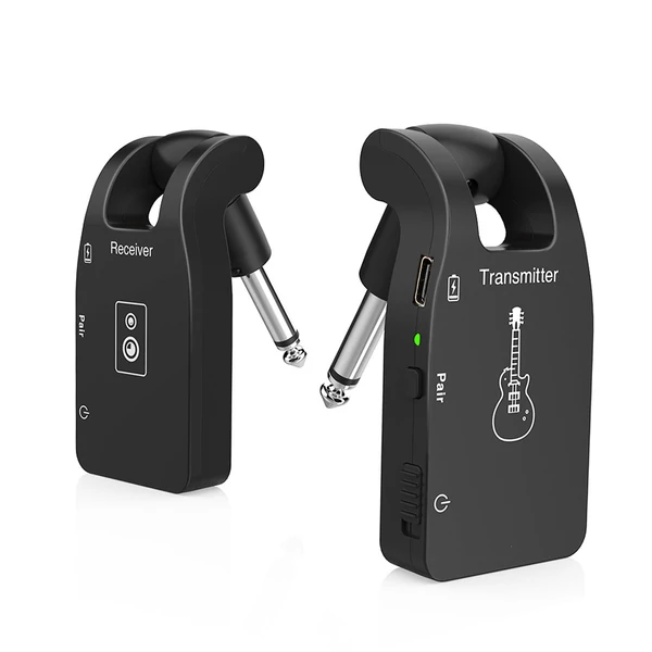 Vezeték nélküli gitárrendszer adó-vevő 2.4G újratölthető 6 csatornás audio elektromos gitárhoz és basszusgitárhoz