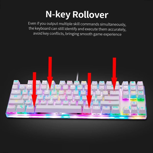 MOTOSPEED K87S mechanikus billentyűzet játékhoz, vezetékes USB, kék switch