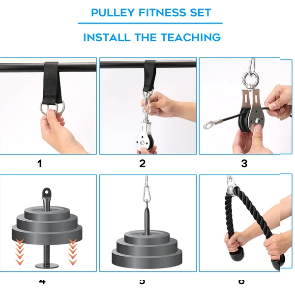 DIY Fitness csiga kábelgép bicepsz kéz erősítő edzés tricepsz kötél