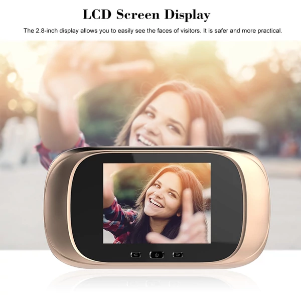 2,8 hüvelykes LCD-képernyős digitális ajtónézegető Kukucskáló ajtókamera csengő - pezsgő