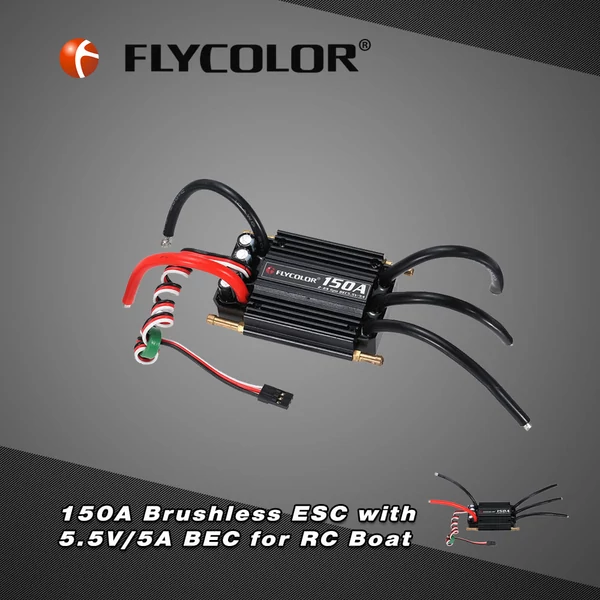 Flycolor vízálló 150A kefe nélküli ESC elektronikus sebességszabályozó 5.5V/5A BEC RC hajóhoz