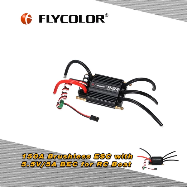 Flycolor vízálló 150A kefe nélküli ESC elektronikus sebességszabályozó 5.5V/5A BEC RC hajóhoz