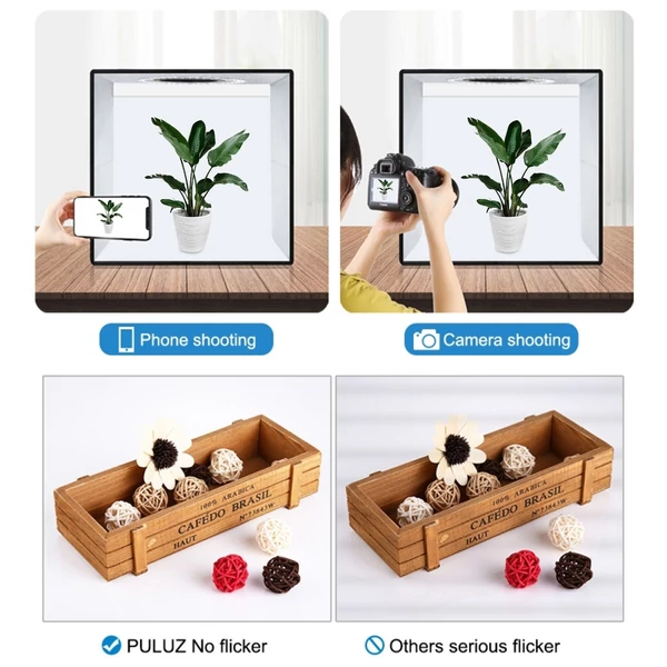 PULUZ SoftBox szett Hordozható összecsukható fotófény-módosító fényképező sátordoboz 12 színű háttérrel