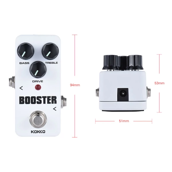 KOKKO FBS2 Mini Booster pedál, hordozható 2 sávos EQ gitár effekt pedál