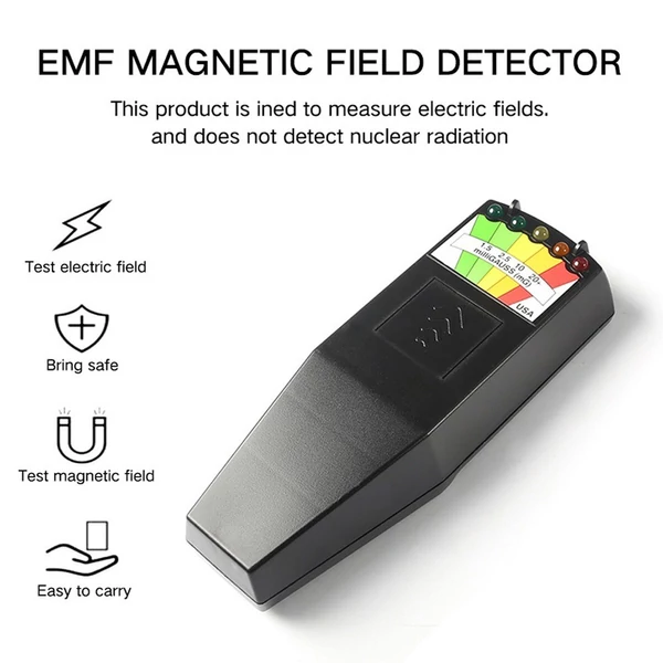 Elektromágneses mező EMF Gauss-mérő Sugárzásérzékelő Hordozható EMF Mágneses mező monitor 5 LED - fekete