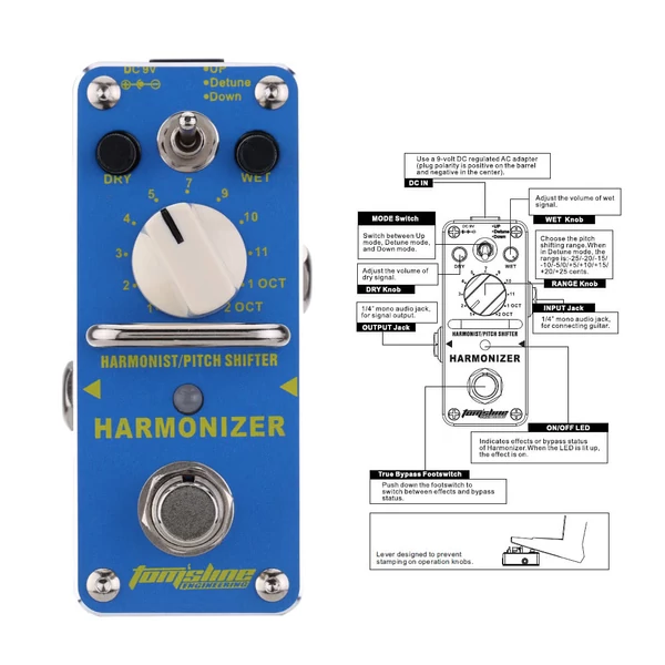 AROMA AHAR-3 Harmonizer – Harmonizáló / Hangmagasság-váltó elektromos gitár effektpedál, mini egyedi effekt, True Bypass-szal