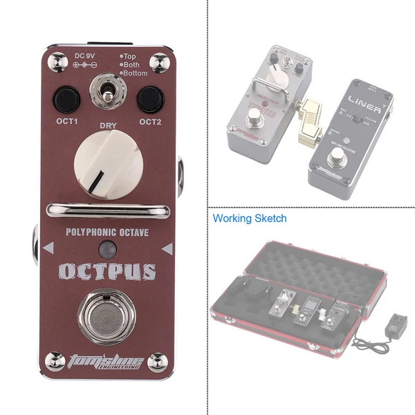 AROMA AOS-3 Octpus polifonikus oktáv elektromos gitár effektpedál, mini, egyetlen effekt, True Bypass funkcióval