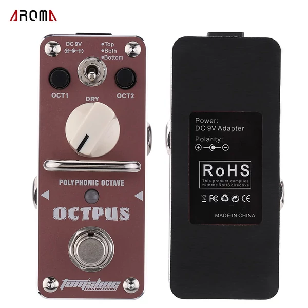 AROMA AOS-3 Octpus polifonikus oktáv elektromos gitár effektpedál, mini, egyetlen effekt, True Bypass funkcióval