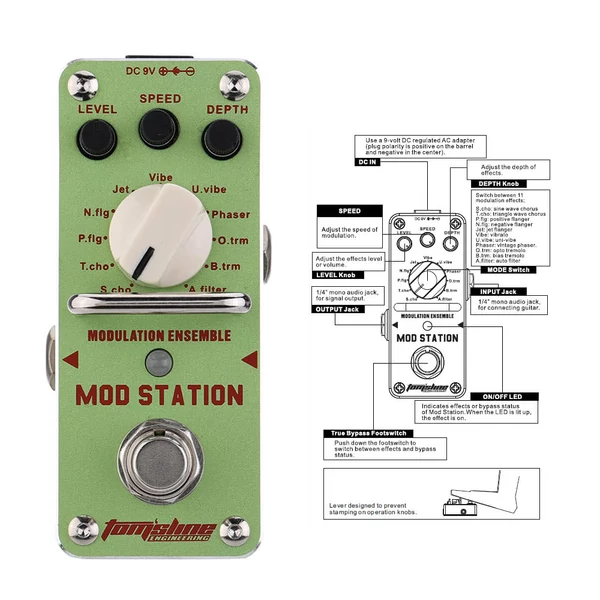 AROMA AMS-3 Mod Station modulációs gitárpedál – kompakt effekt True Bypass funkcióval