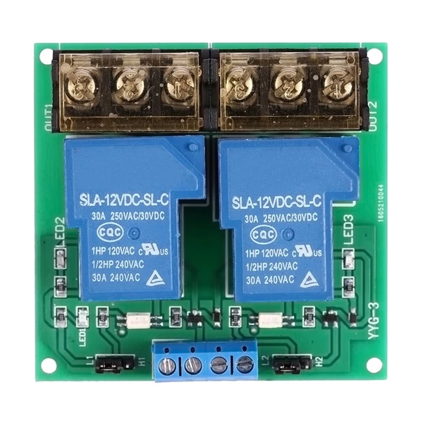 2 csatornás DC 12V 30A relékártya modul