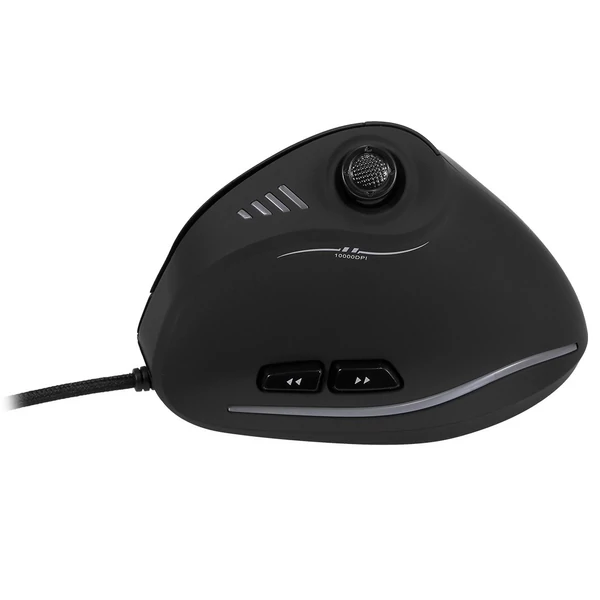 Zelotes C-18 függőleges vezetékes gamer egér, 11 programozható gombbal, állítható, 10000DPI lézermotorral, RGB fénysávval, 128KB beépített memóriával