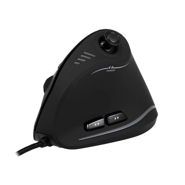 Zelotes C-18 függőleges vezetékes gamer egér, 11 programozható gombbal, állítható, 10000DPI lézermotorral, RGB fénysávval, 128KB beépített memóriával
