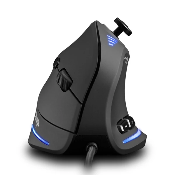 Zelotes C-18 függőleges vezetékes gamer egér, 11 programozható gombbal, állítható, 10000DPI lézermotorral, RGB fénysávval, 128KB beépített memóriával