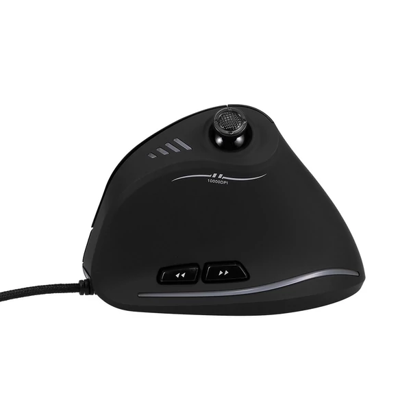 Zelotes C-18 függőleges vezetékes gamer egér, 11 programozható gombbal, állítható, 10000DPI lézermotorral, RGB fénysávval, 128KB beépített memóriával
